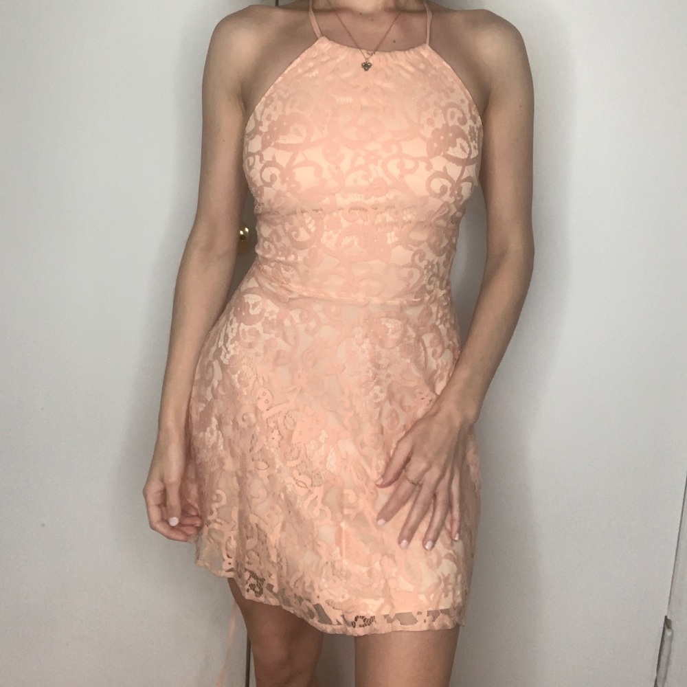 Pink Floral A line Tie back dress
